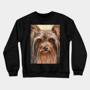 Painting of a Yorkshire Terrier with an Impressive Beard Crewneck Sweatshirt